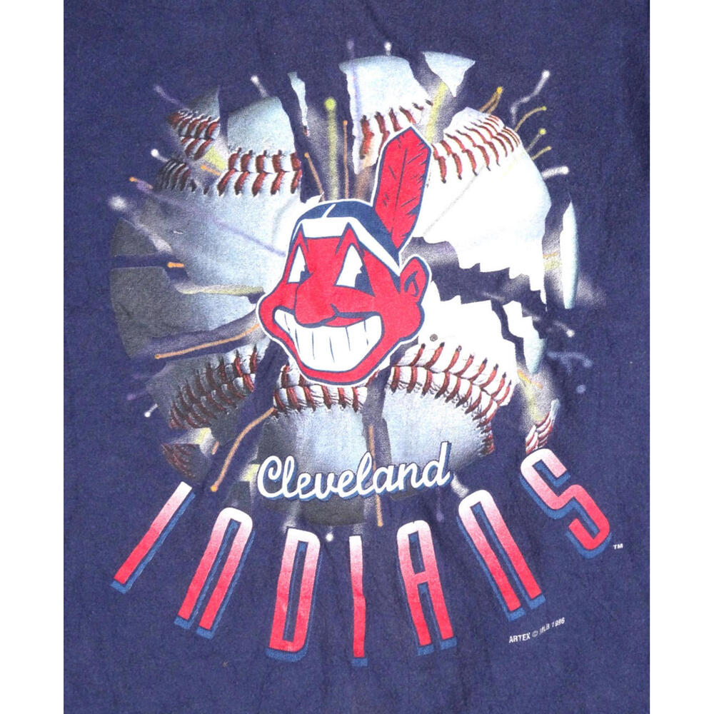 Vintage 90s Cleveland Indians Chief Wahoo T Shirt Large Kids Single Stitch Tee